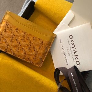 Yellow Goyard card holder